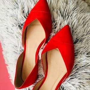 J.Crew Red Pointed Flats 6.5